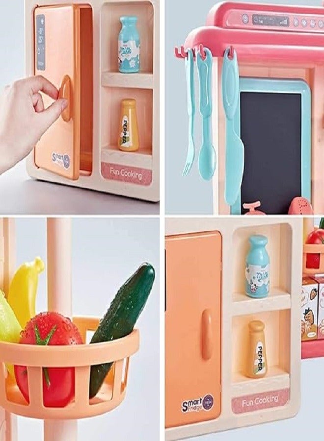 42-Piece Fashion Pretend Beautiful Kitchen Play Set Toy With Light And Sound 45.5x22x63cm - Image 4