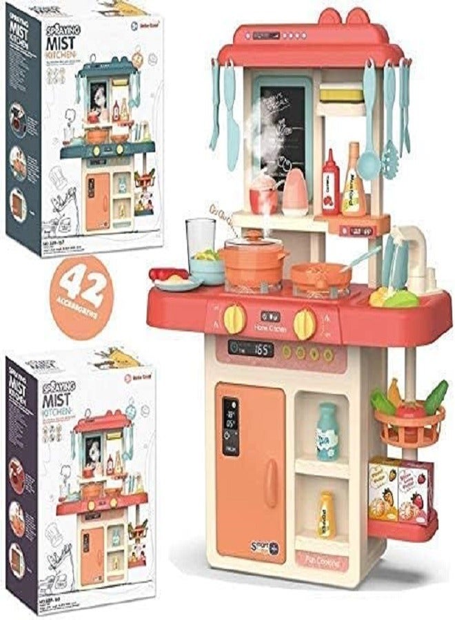 42-Piece Fashion Pretend Beautiful Kitchen Play Set Toy With Light And Sound 45.5x22x63cm - Image 2