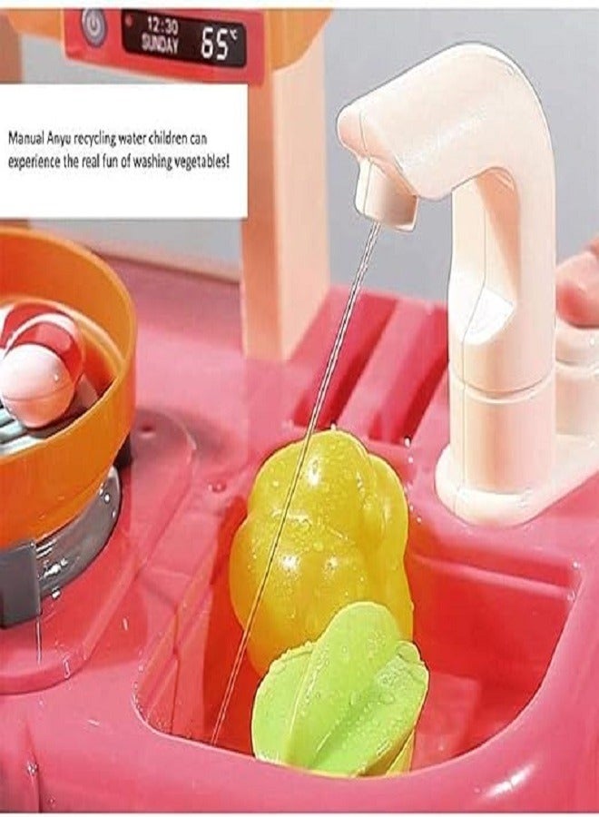 42-Piece Fashion Pretend Beautiful Kitchen Play Set Toy With Light And Sound 45.5x22x63cm - Image 5