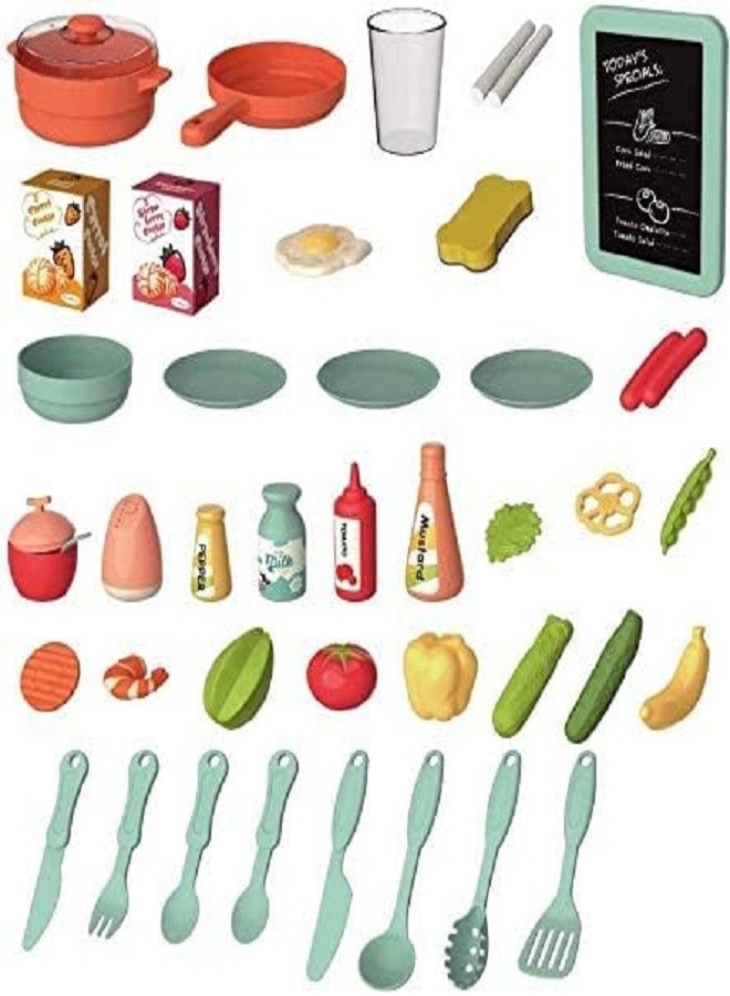 42-Piece Fashion Pretend Beautiful Kitchen Play Set Toy With Light And Sound 45.5x22x63cm - Image 3