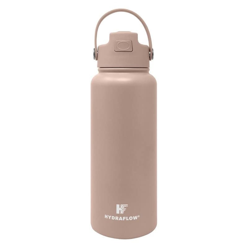 Hydraflow Hybrid - Triple Wall Vacuum Insulated Water Bottle with Flip Straw (34oz, Khaki) Stainless Steel Metal Thermos, Reusable Leak Proof BPA-FREE for Sports and Travel - Image 1