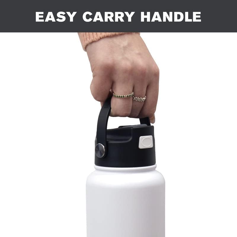 Hydraflow Hybrid - Triple Wall Vacuum Insulated Water Bottle with Flip Straw (34oz, Khaki) Stainless Steel Metal Thermos, Reusable Leak Proof BPA-FREE for Sports and Travel - Image 4