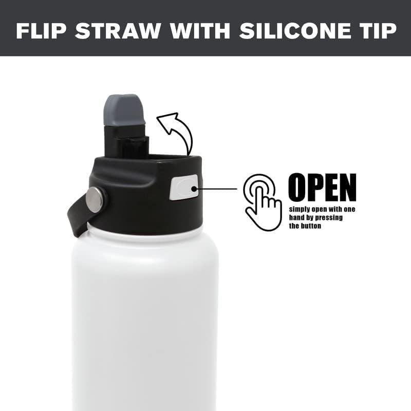 Hydraflow Hybrid - Triple Wall Vacuum Insulated Water Bottle with Flip Straw (34oz, Khaki) Stainless Steel Metal Thermos, Reusable Leak Proof BPA-FREE for Sports and Travel - Image 5
