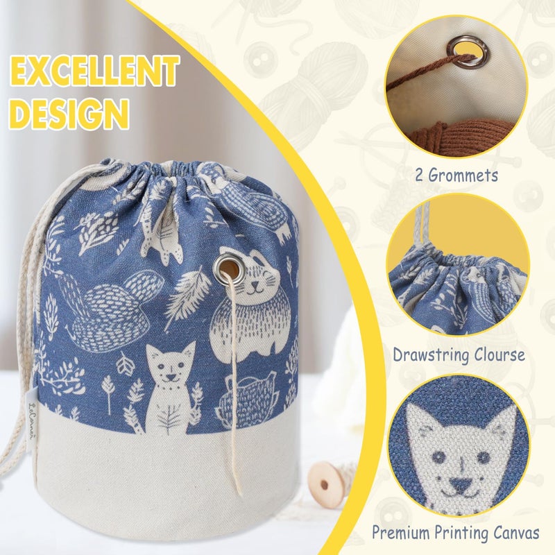 LeCorner Yarn Bag, Small Crochet Bag Organizer, Drawstring Yarn Storage Knitting Bags, Portable Mini Yarn Holder for Crocheting Project, Skein Ball, Needles Accessories - Image 4