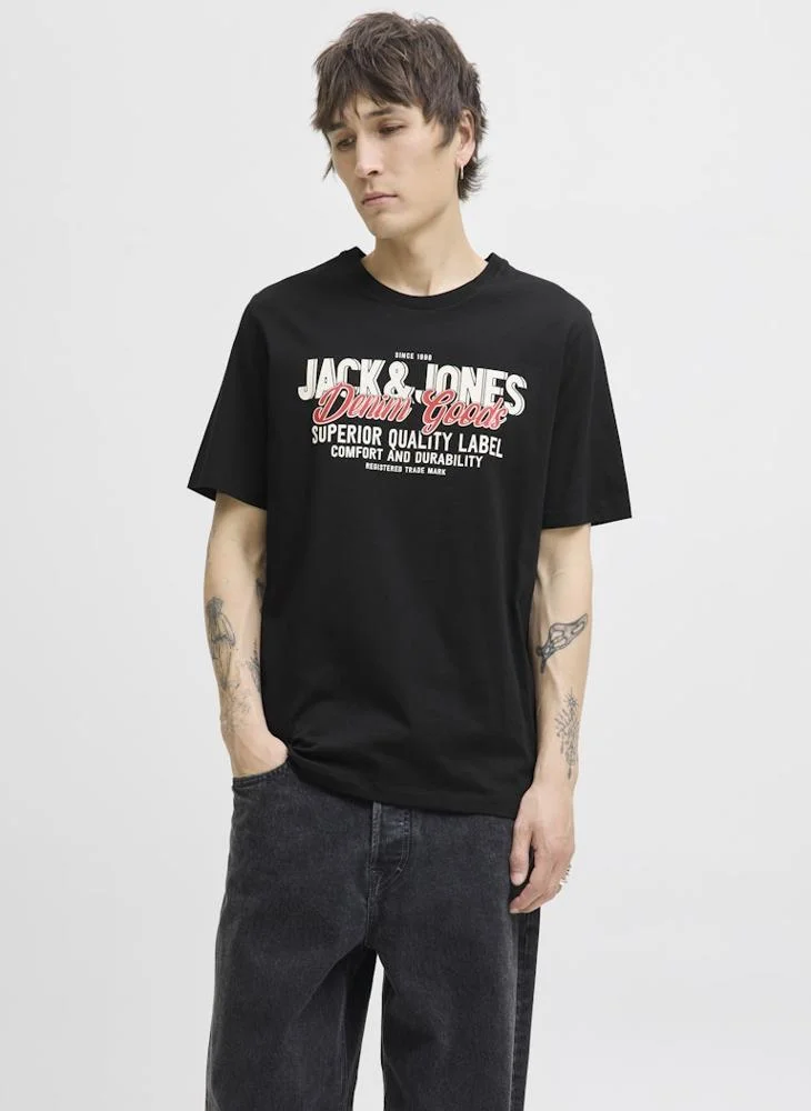 جاك & جونز Jjelogo Graphic Crew Neck T-Shirt
