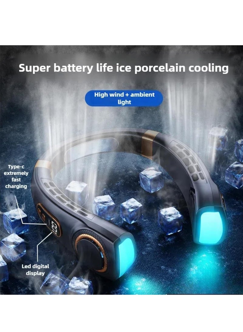 general Neck fan neck fans that blow cold air portable neck fan personal fans portable rechargeable Hands Free Bladeless Fan 2000mAh Battery USB Rechargeable 5-Speeds With light (pink) - Image 3