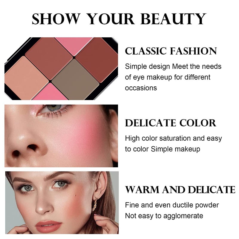 SURORAIN 12 Colors Blush Palette,Highlighter Blush Powder Makeup,Long-Wearing,Smudge Proof,Natural-Looking,Blendable Cruelty-Free Matte Finish,Contour and Highlight Blush Palette Face Cosmetics Makeup - Image 3