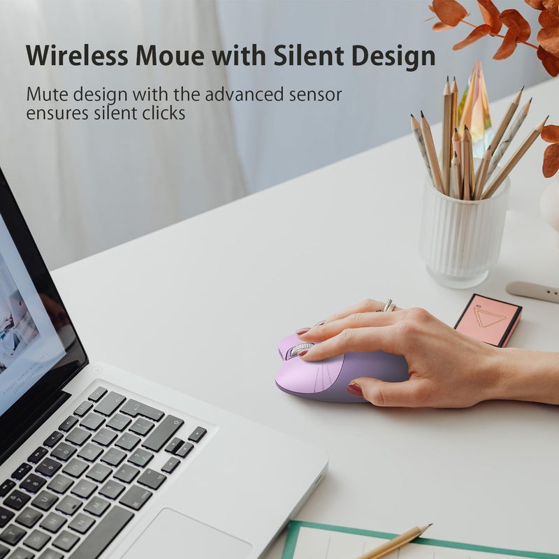 MOFii Cute Cat Wireless Mouse, 2.4GHz Wireless Silent Mouse, USB Receiver Plug and Play, 3 Adjustable DPI, Compatible with Notebook, PC, Laptop, Computer- Purple Colorful - Image 3