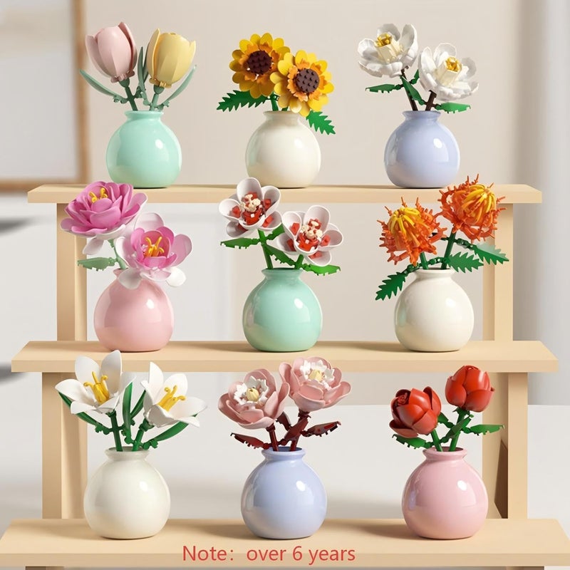 Lily Bouquet DIY Flower Building Blocks Set with Vase – Faux Floral Botanical Craft Kit for Adults, Teens, and Kids – Creative, Educational Toy, Home & Office Décor, Mum Gift，OVER 6 YEARS - Image 3