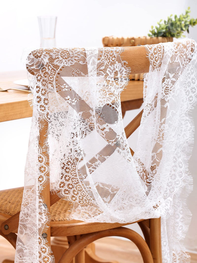 B.Cool B-COOL White Lace Table Runner 14 X 120 Inch Vintage Floral Table Runners Rose Embroidered Lace Fabric for Fall Rustic Wedding Reception Bridal Shower Boho Baby Shower Thanksgiving Party Decoration - Image 5