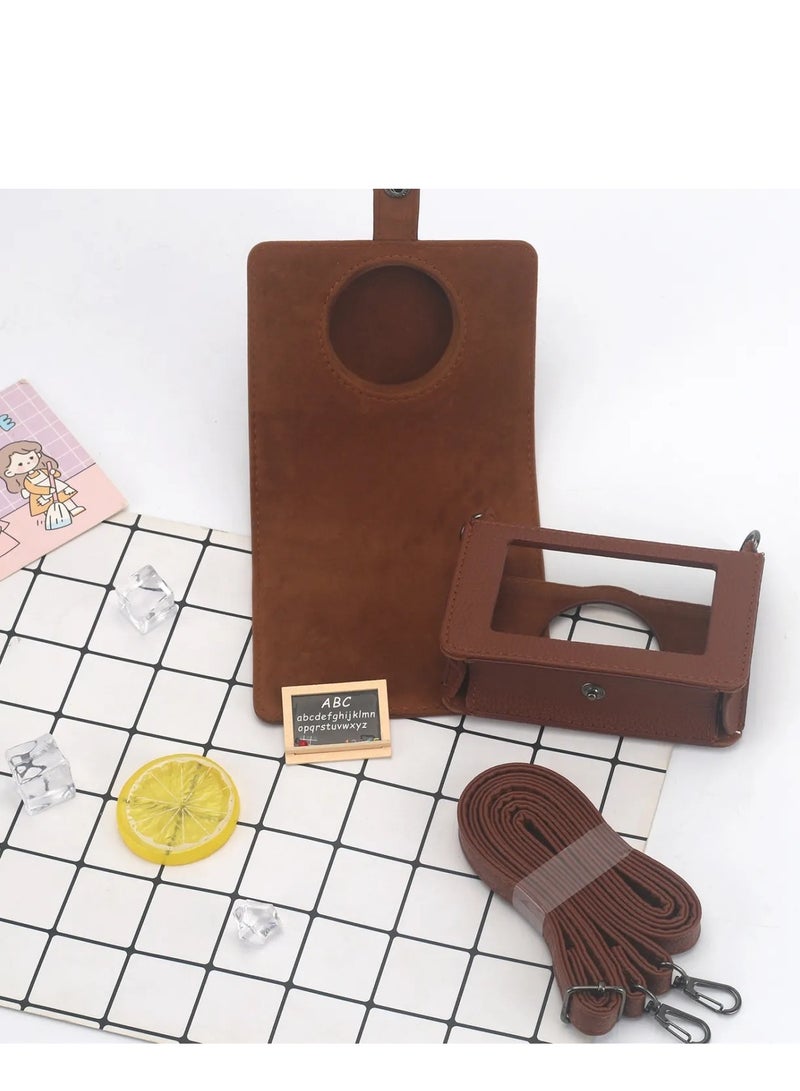 Case for Fuji Mini EVO, Camera Compatible Camera with Adjustable Shoulder Strap in Brown Lychee Texture Horizontal Style  - Image 3