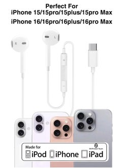 SH PROTECT TOUCH Original Wired USB-C Hatphone  Without Bluetooth for iPhone 16/Pro/Max Built-in Mic & Volume Control Compatible with iPhone 16/15/Pro/max, Galaxy S24/S23/S22/S21, Pixel 7 6 5 Other  - Image 2