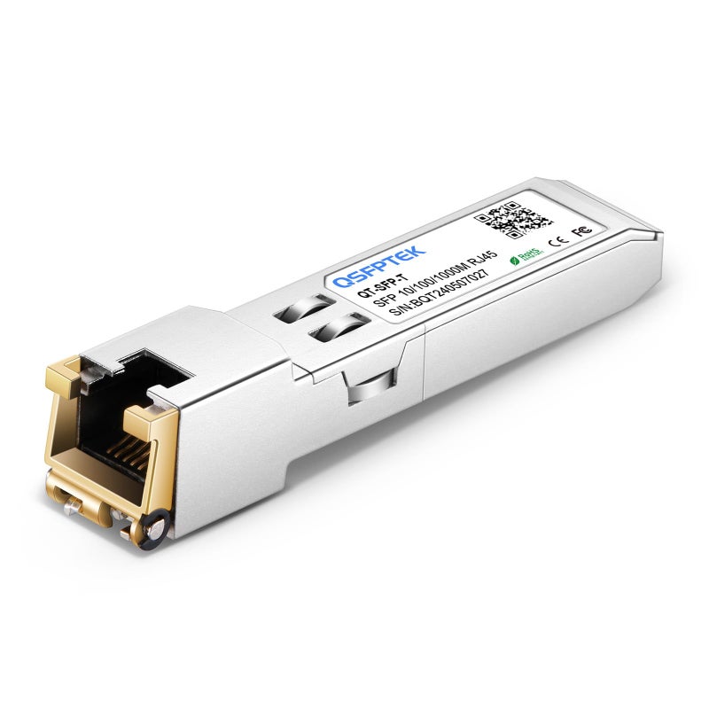 QSFPTEK 1.25G Gigabit SFP Copper RJ45 Module, SFP to RJ45, 10/100/1000BASE-T Mini-GBIC, Ethernet Transceiver for Ubiquiti UF-RJ45-1G, Supermicro,up to 100m - Image 1