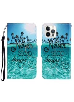 Case Cover For iPhone 13 Pro Max 3D Colored Drawing Horizontal Flip Leather Phone Case Blue Coconut Grove