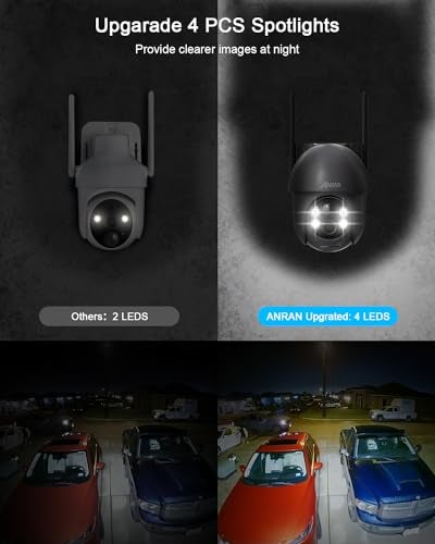 ANRAN Security Camera Wireless Outdoor with 360° View, 2K Solar Outdoor Camera with Smart Siren, Spotlights, Color Night Vision, PIR Human Detection, Pan Tilt Control, 2-Way Talk, IP65, Q1 Grey - Image 2