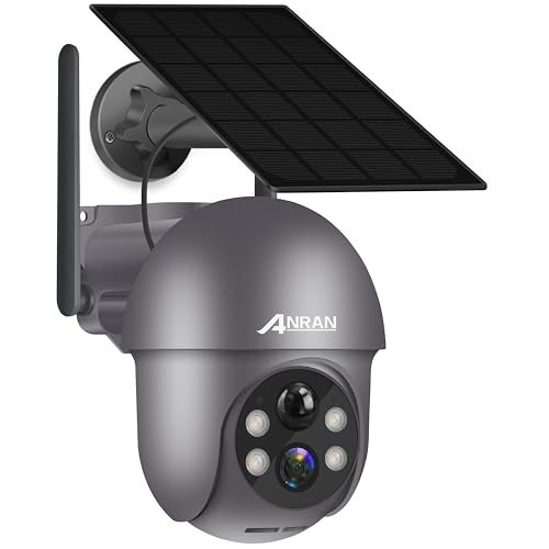 ANRAN Security Camera Wireless Outdoor with 360° View, 2K Solar Outdoor Camera with Smart Siren, Spotlights, Color Night Vision, PIR Human Detection, Pan Tilt Control, 2-Way Talk, IP65, Q1 Grey - Image 1