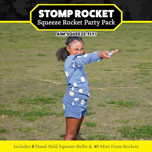 Stomp Rocket Squeeze Rocket 8 Player Party Pack Includes 8 Launchers 40 Soft Foam Rockets Rocket Launcher STEM Gift Ages 4 Up Fun Backyard Outdoor Kids Toys Gifts for Boys Girls - Image 4