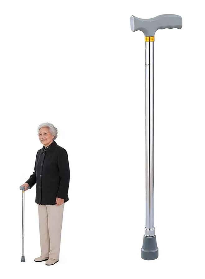 Anodized Aluminum Walking Cane, T-Handle Grey, Lightweight Adjustable Walking Stick with Non-slip Base - Image 1