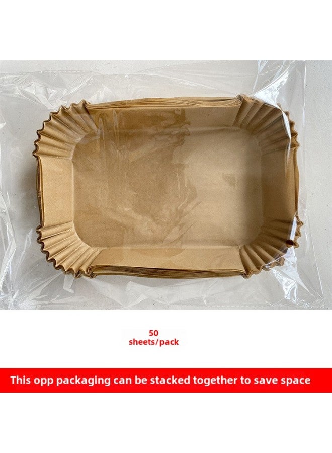 Air Fryer Paper Disposable Oil-proof Baking Paper Household Kitchen Oil-absorbing Paper Air Fryer Special Paper Wholesale-Color:Natural Color-Specifications:OPP Packaging "rectangle" 50 - Image 1