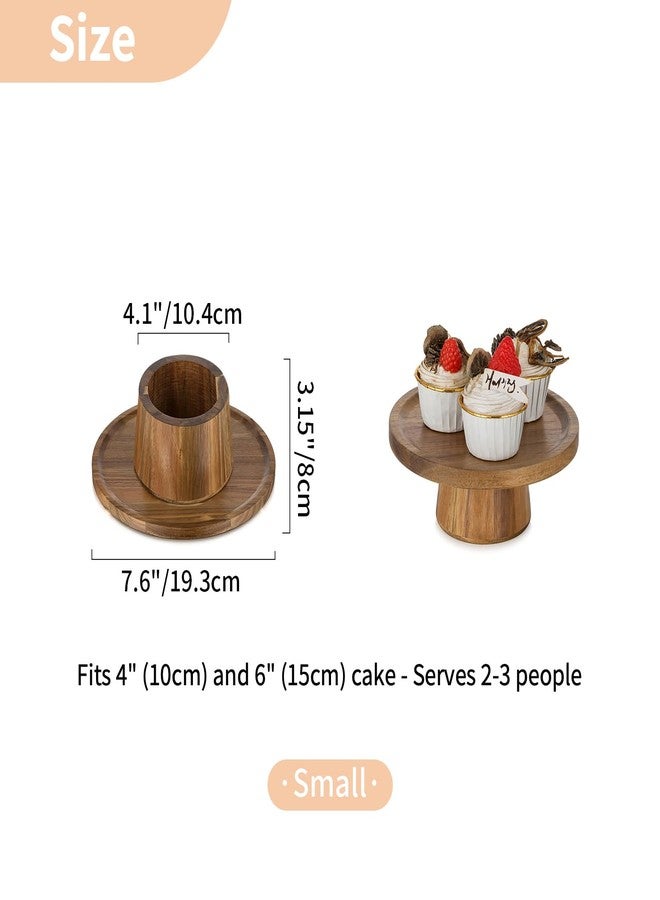 NUPTIO Wood Cake Stand Cupcake Stand: Small Round Cake Display Holder 7.6 Inch Pastry Stands Muffin Snack Platter for Kitchen Wedding Reception Bakery Baby Shower Graduation Dessert Table- 6 Inch Cake - Image 5