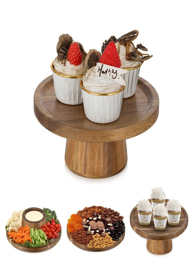 NUPTIO Wood Cake Stand Cupcake Stand: Small Round Cake Display Holder 7.6 Inch Pastry Stands Muffin Snack Platter for Kitchen Wedding Reception Bakery Baby Shower Graduation Dessert Table- 6 Inch Cake - Image 1