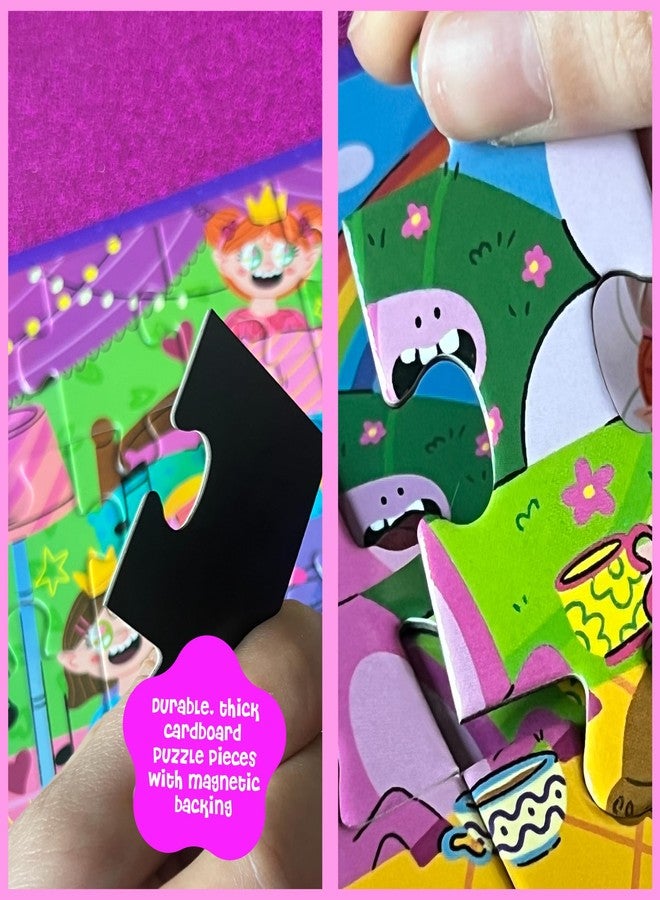 DINO MINI Dinomini Magnetic Puzzles for Toddlers 3-5 - Tri Fold Set with 3 x 20 Piece Magnetic Puzzles - Travel Activities for Preschoolers - Learning Activities and Toys (Fairies & Princesses) - Image 3