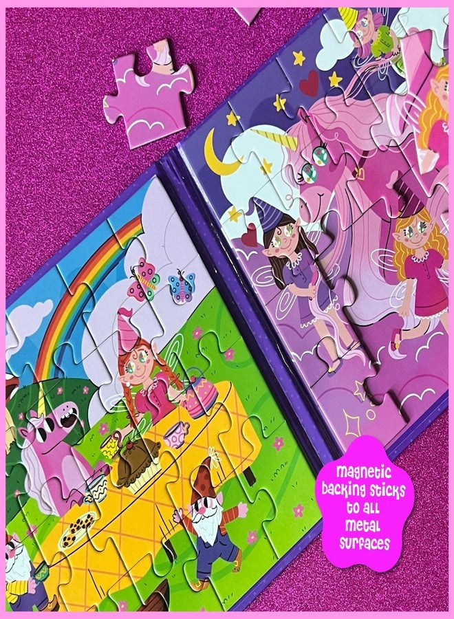 DINO MINI Dinomini Magnetic Puzzles for Toddlers 3-5 - Tri Fold Set with 3 x 20 Piece Magnetic Puzzles - Travel Activities for Preschoolers - Learning Activities and Toys (Fairies & Princesses) - Image 4