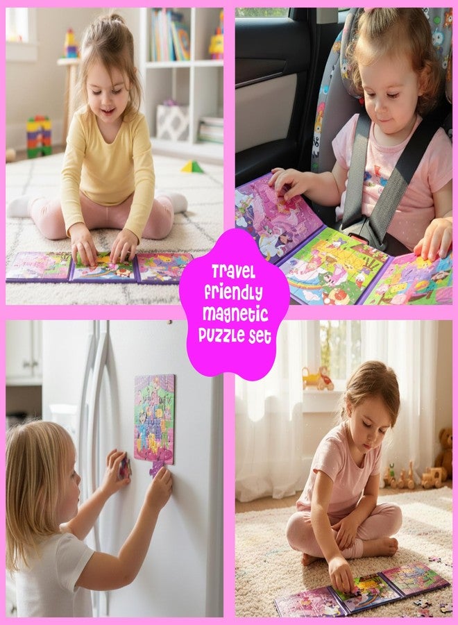 DINO MINI Dinomini Magnetic Puzzles for Toddlers 3-5 - Tri Fold Set with 3 x 20 Piece Magnetic Puzzles - Travel Activities for Preschoolers - Learning Activities and Toys (Fairies & Princesses) - Image 5