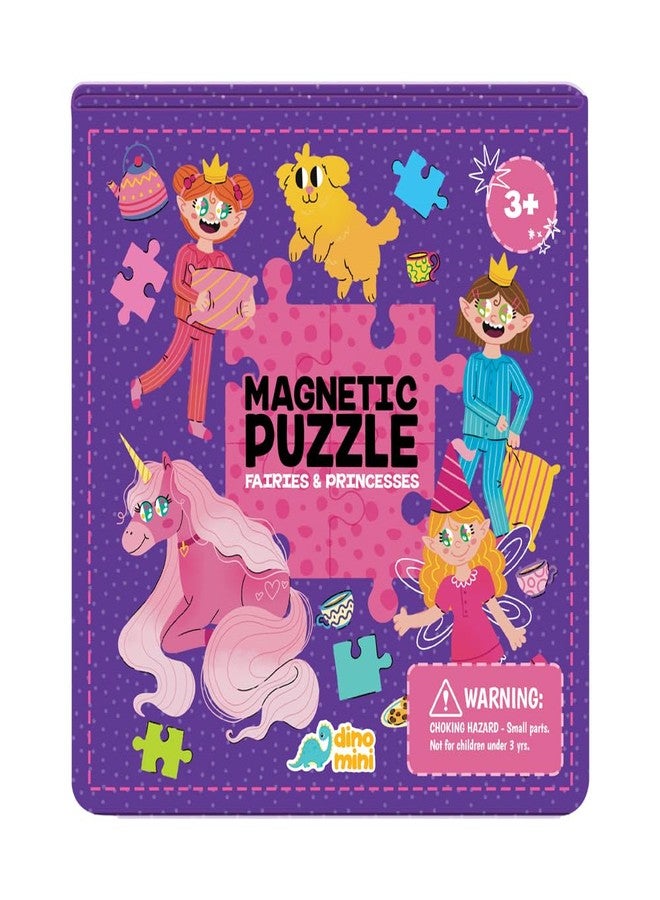 DINO MINI Dinomini Magnetic Puzzles for Toddlers 3-5 - Tri Fold Set with 3 x 20 Piece Magnetic Puzzles - Travel Activities for Preschoolers - Learning Activities and Toys (Fairies & Princesses) - Image 1