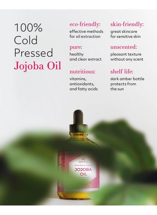 Leven Rose Leven Rose Jojoba Oil Organic, Pure Cold Pressed Natural Unrefined Moisturizer for Skin Hair and Nails 4 oz  - Image 3