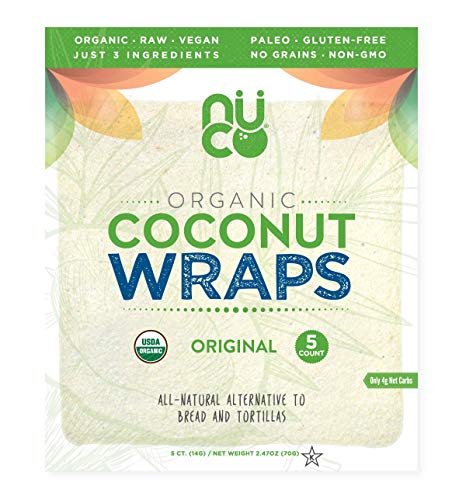 NUCO Certified ORGANIC Paleo Gluten Free Vegan Coconut Wraps 5 Count One Pack of Five Wraps - Image 1