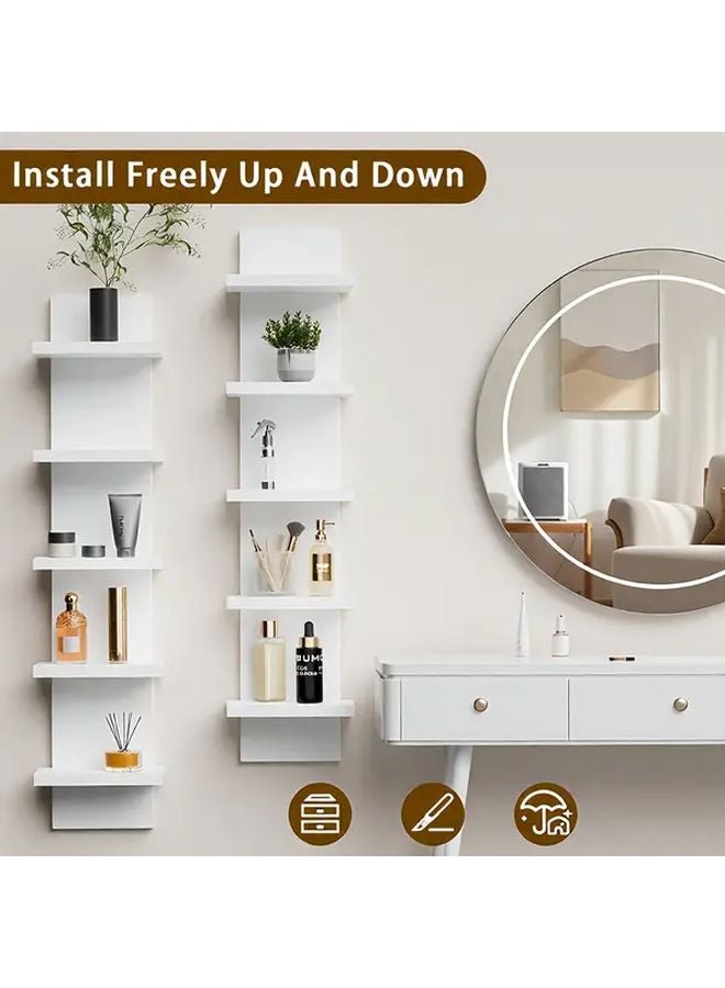 White PVC Plastic 5 Tier Floating Wall Mounted Storage Shelf For Living Room - Image 2