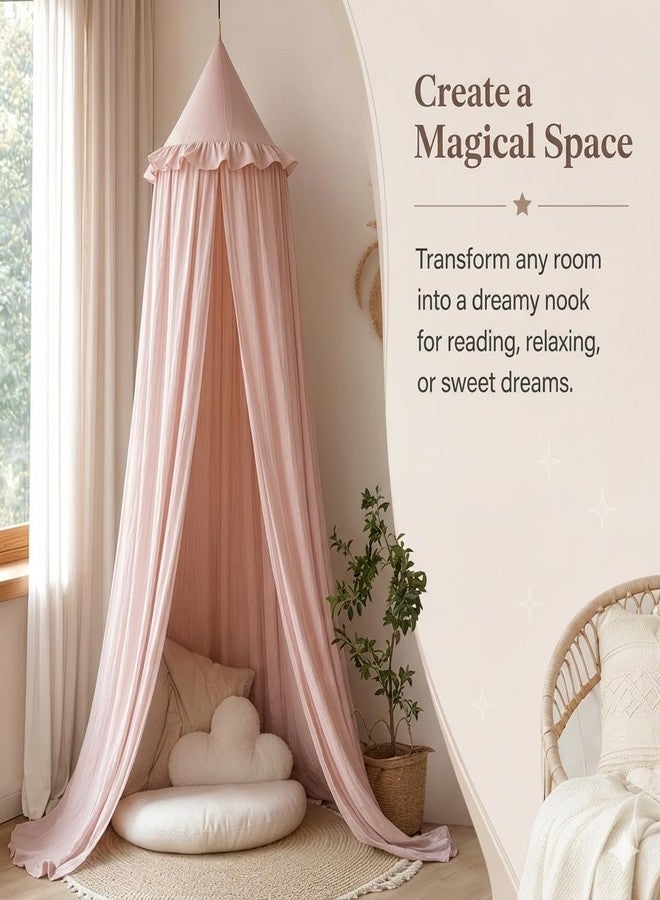 PlentiVive Bed Canopy for Girls, Princess Crib Canopy for Nursery, Dreamy Soft Hanging Canopy for Toddler Bed, Twin & Full Size, Kids Bed Canopy for Girls Room Decor & Reading Nook, Pink - Image 5