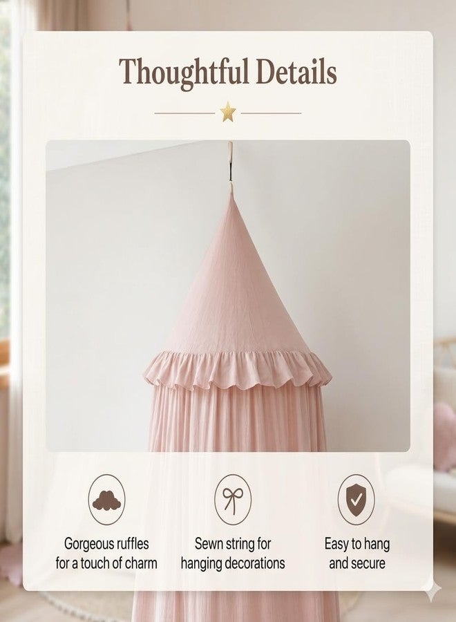 PlentiVive Bed Canopy for Girls, Princess Crib Canopy for Nursery, Dreamy Soft Hanging Canopy for Toddler Bed, Twin & Full Size, Kids Bed Canopy for Girls Room Decor & Reading Nook, Pink - Image 3