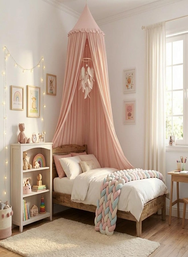 PlentiVive Bed Canopy for Girls, Princess Crib Canopy for Nursery, Dreamy Soft Hanging Canopy for Toddler Bed, Twin & Full Size, Kids Bed Canopy for Girls Room Decor & Reading Nook, Pink - Image 1