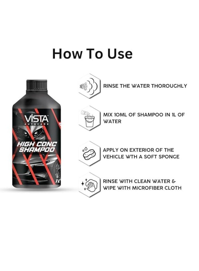 Vista High Conc Shampoo 1L High Concentrate Auto Shampoo Car Shampoo Bike Shampoo Cleaning - Image 3