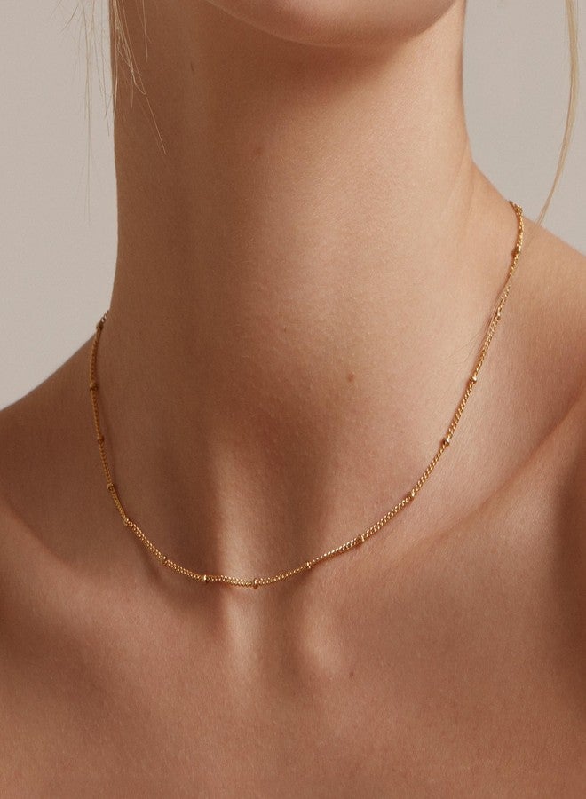 Krfy Gold Chain Necklace for Women Trendy - 925 Sterling Silver Clasp Dainty Choker Necklace 14K Gold Plated 14/16/18/20 inch Thin Simple Box Figaro Chain Herringbone Necklace Gold Jewelry for Women, - Image 4
