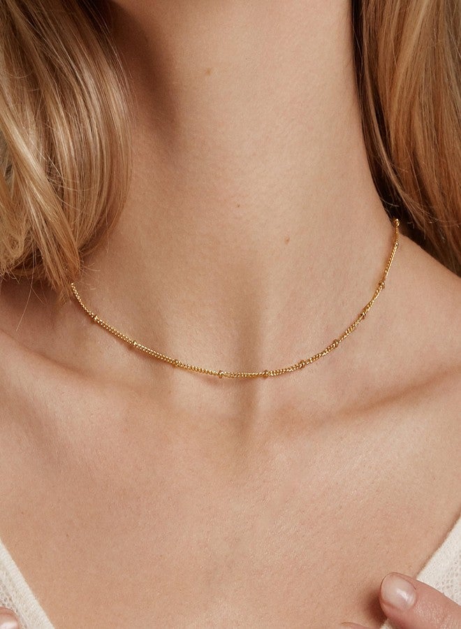 Krfy Gold Chain Necklace for Women Trendy - 925 Sterling Silver Clasp Dainty Choker Necklace 14K Gold Plated 14/16/18/20 inch Thin Simple Box Figaro Chain Herringbone Necklace Gold Jewelry for Women, - Image 3
