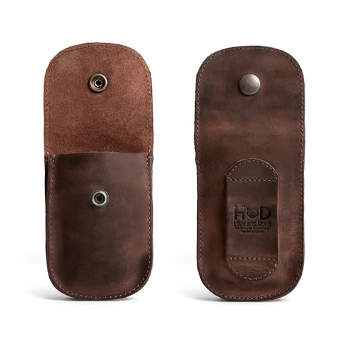 Hide & Drink, Full Grain Leather Holster Pouch, Durable EDC Waist Bag for Coins, Pocket Wallet, Headphones, Personal Items, Conveniently Attaches to Belt, Snap Closure, Handmade, Bourbon Brown - Image 2