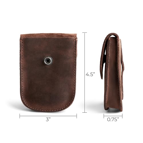 Hide & Drink, Full Grain Leather Holster Pouch, Durable EDC Waist Bag for Coins, Pocket Wallet, Headphones, Personal Items, Conveniently Attaches to Belt, Snap Closure, Handmade, Bourbon Brown - Image 4