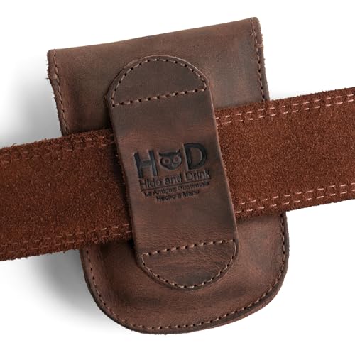 Hide & Drink, Full Grain Leather Holster Pouch, Durable EDC Waist Bag for Coins, Pocket Wallet, Headphones, Personal Items, Conveniently Attaches to Belt, Snap Closure, Handmade, Bourbon Brown - Image 3