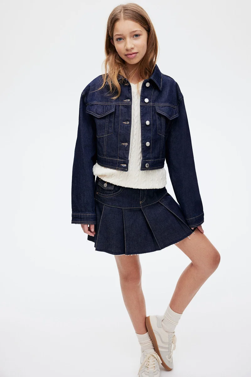 H&M Pleated denim skirt