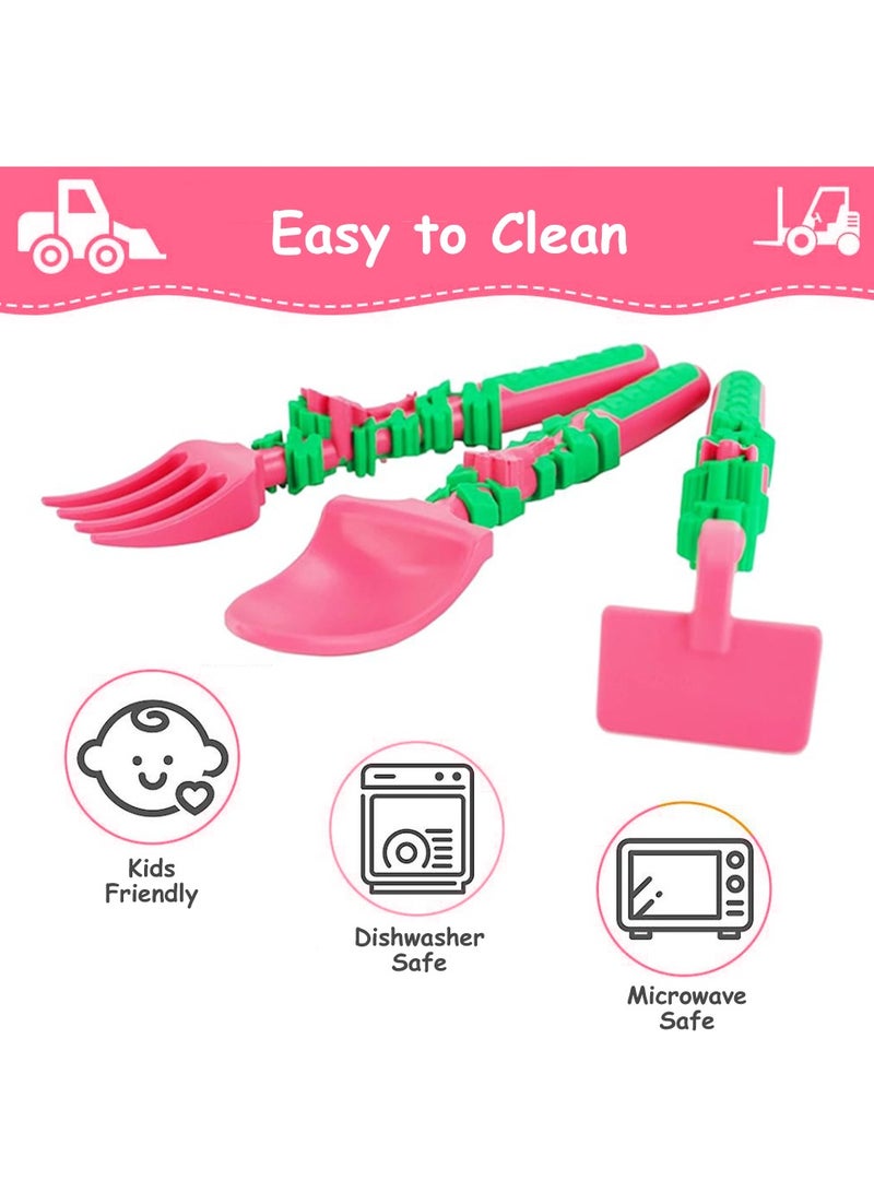 Eazy Kids ملعقة وشوكة ودافعة من إيزي كيدز - وردي، أدوات البستنة، 3 قطع - Image 5