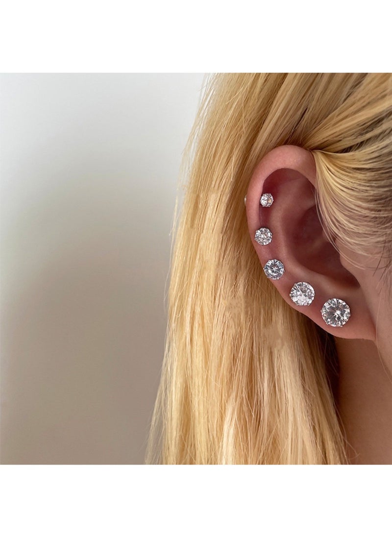 Genérico - Women's Fashionable Crystal Zirconia Stud Earrings Set of 6 Pairs - Image 1