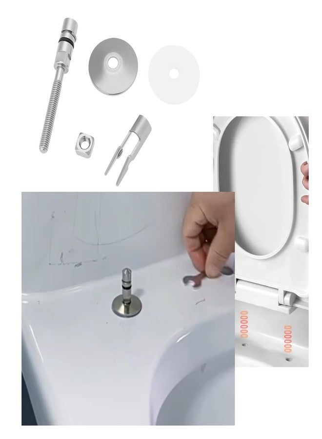 Create idea مجموعة تثبيت مفصلات مقعد المرحاض 1 زوج M6 x 71.5mm من الفولاذ المقاوم للصدأ، حامل تثبيت غطاء المرحاض C0102G متوافق مع LUVETT - Image 2