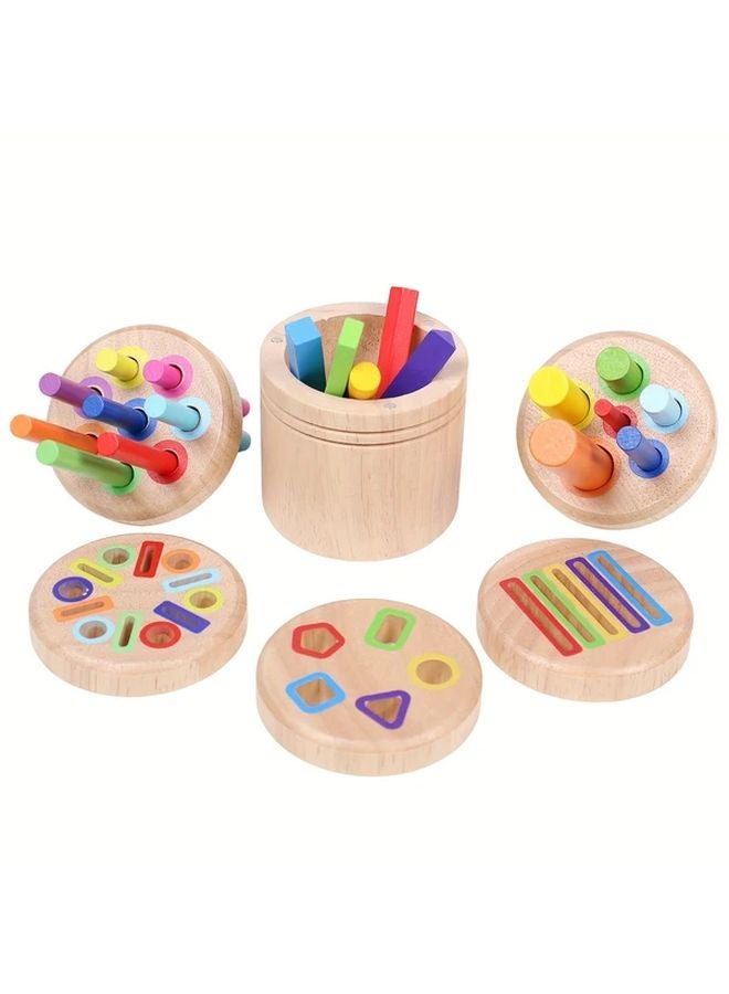 Wooden 5 In 1 Magnetic Color Sorting Cup Numbered 1 5 Color Recognition Counting Game - Image 4