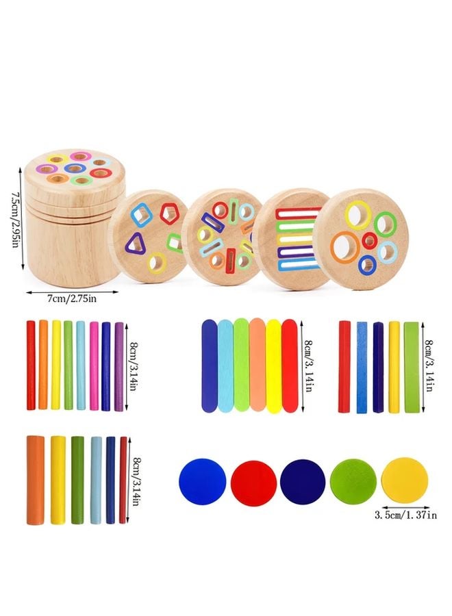 Wooden 5 In 1 Magnetic Color Sorting Cup Numbered 1 5 Color Recognition Counting Game - Image 3