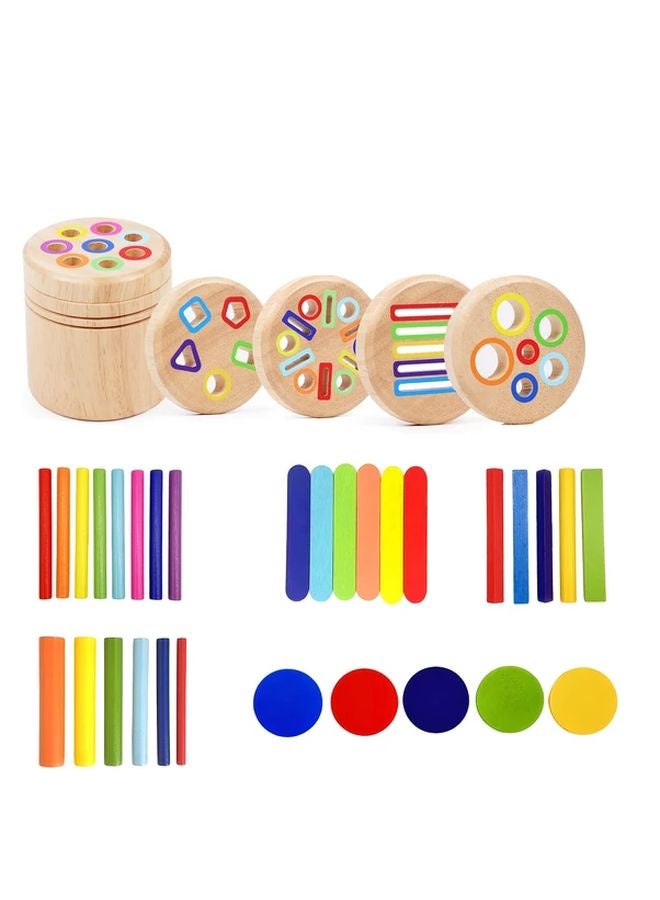 Wooden 5 In 1 Magnetic Color Sorting Cup Numbered 1 5 Color Recognition Counting Game - Image 1