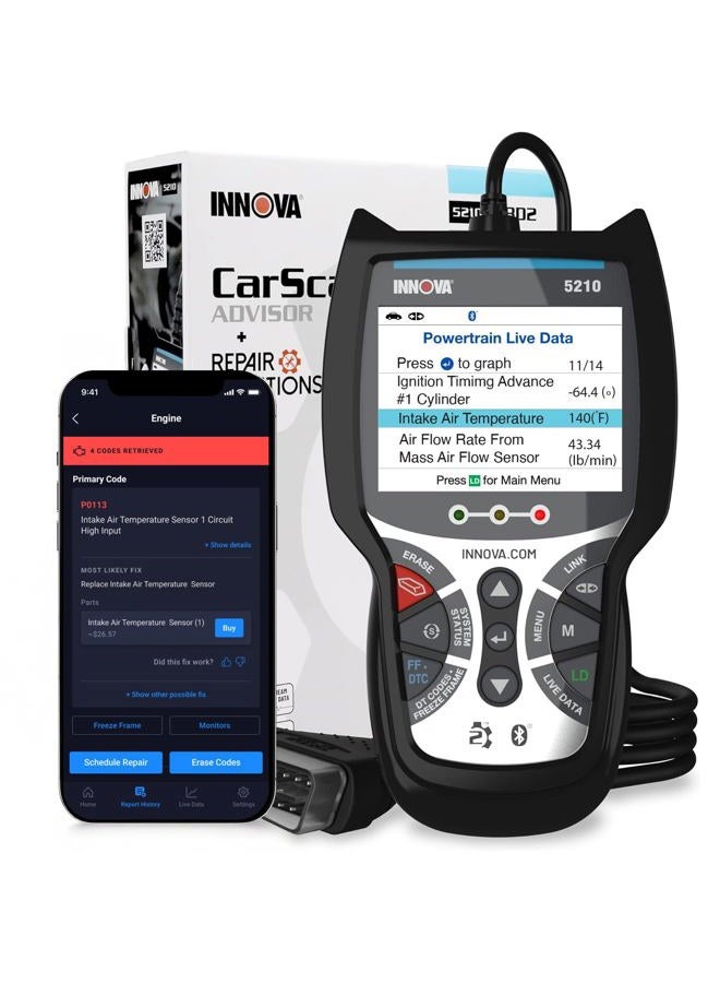 iNNOVA 5210 OBD2 Scanner & Engine Code Reader, Battery Tester, Live Data, Oil Reset, Car Diagnostic Tool for Most Vehicles, Bluetooth Compatible with America's Top Car Repair App - Image 1