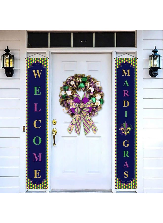 Glodecart Large Mardi Gras Bow for Wreath, Purple Stripe Glitter Mardi Gras Wreath Bow Carnival Festival Bow for Front Door Indoor Outdoor Mardi Gras Tree Topper Decoration Supplies Hanging Ornament - Image 5